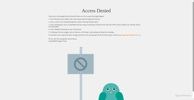 Security scan screenshot of https://www.couponbirds.com/codes/a24films.com