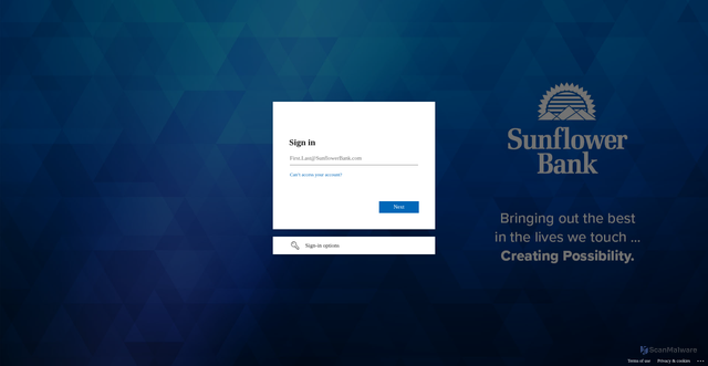 Security scan screenshot of https://sunflowerbank-my.sharepoint.com