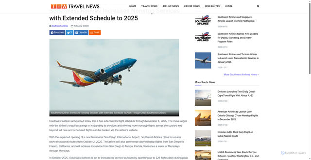 Security scan screenshot of https://www.travelindustrywire.com/article135121.html