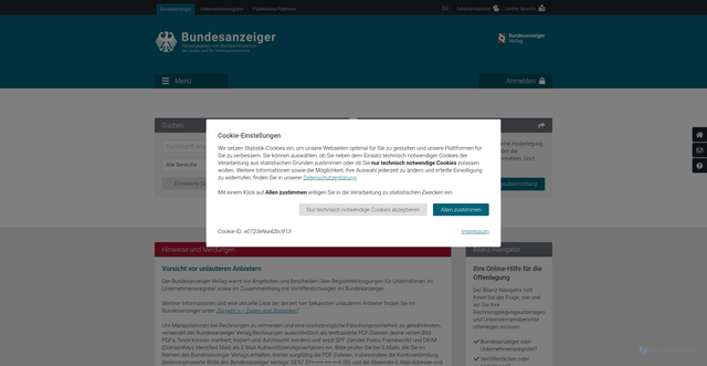 Security scan screenshot of http://www.bundesanzeiger.de