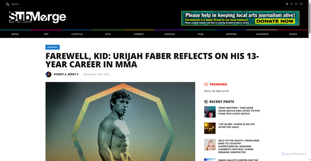 Security scan screenshot of https://submergemag.com/lifestyle/urijah-faber/
