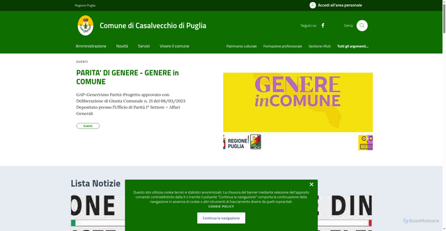 Security scan screenshot of https://comune.casalvecchiodipuglia.fg.it/