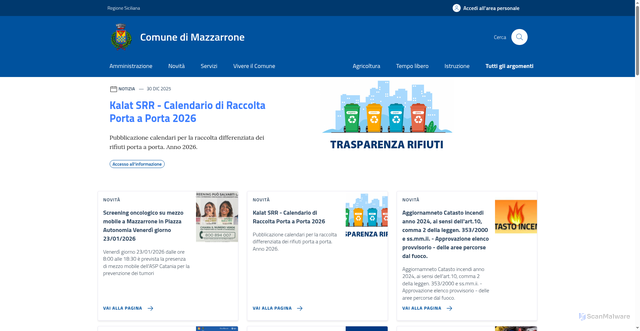 Security scan screenshot of https://www.comune.mazzarrone.ct.it/