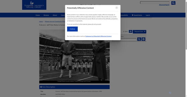 Security scan screenshot of https://digitalcollections.library.gsu.edu/digital/collection/ajc/id/9996/
