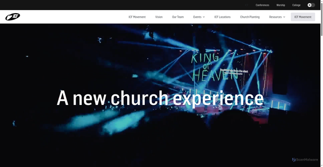 Security scan screenshot of https://icf.church