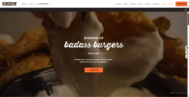 Security scan screenshot of https://www.baddaddysburgerbar.com/