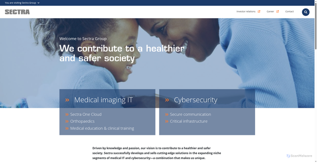 Security scan screenshot of https://sectra.com