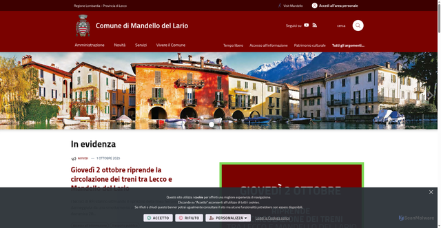 Security scan screenshot of https://www.comune.mandello.lc.it/it-it/home