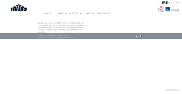 Security scan screenshot of https://www.traubetent.com/first-dry/Long-John-Silvers-Closes-Over-900-Stores-in-Restructuring-Effort-Eyes-Comeback-32-14394
