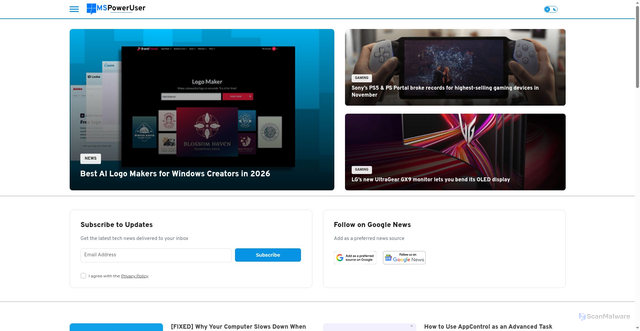 Security scan screenshot of https://mspoweruser.com