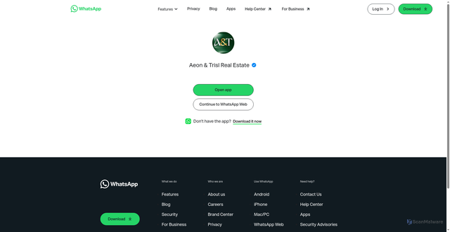 Security scan screenshot of https://api.whatsapp.com/send/?phone=971585740577&text&type=phone_number&app_absent=0