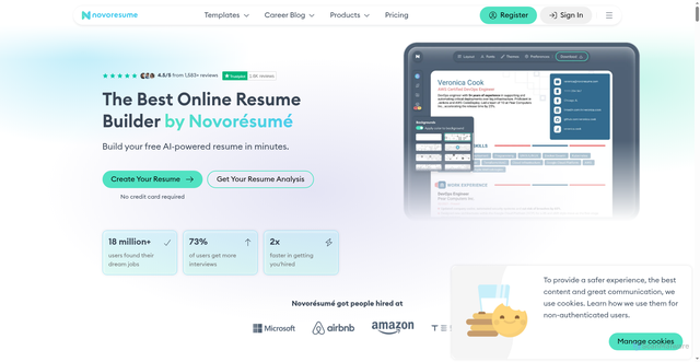 Security scan screenshot of https://novoresume.com