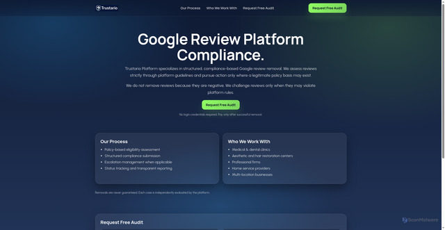 Security scan screenshot of https://www.trustarioplatform.com/