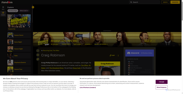 Security scan screenshot of https://brooklyn99.fandom.com/wiki/Craig_Robinson