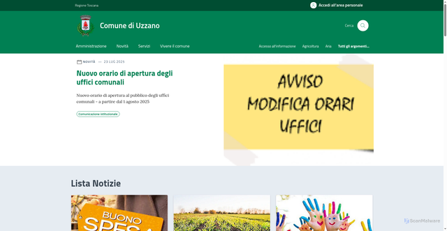 Security scan screenshot of https://comune.uzzano.pt.it/