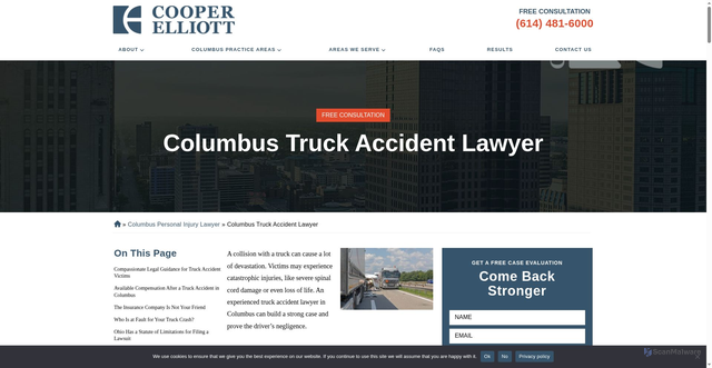 Security scan screenshot of https://cooperelliott.com/columbus-oh/truck-accident-lawyer/