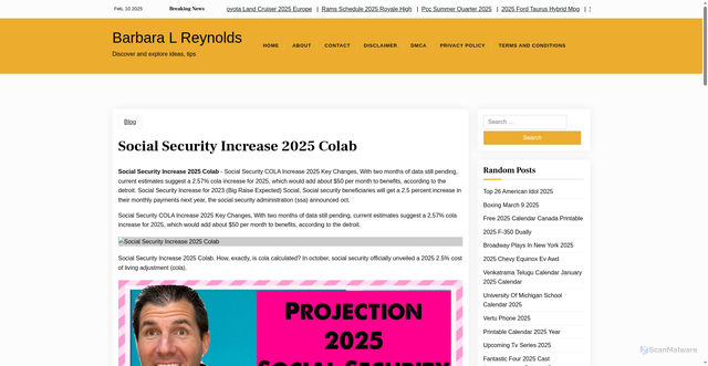 Security scan screenshot of https://barbaralreynoldsm.pages.dev/ooost-social-security-increase-2025-colab-yygpr/