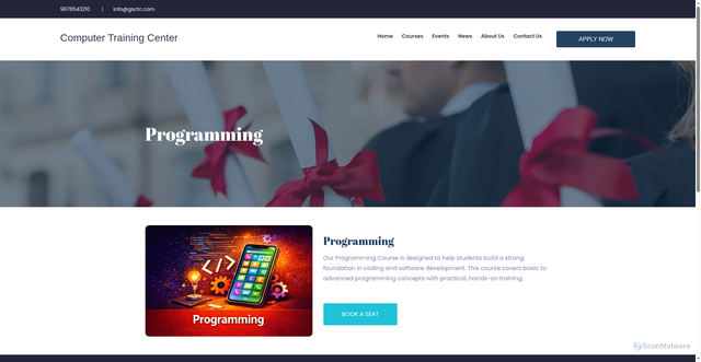Security scan screenshot of https://gsacademyckp.com/computertrainingcenter/courses/programming/