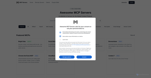 Security scan screenshot of https://mcpservers.org/
