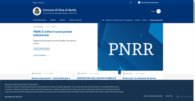 Security scan screenshot of https://www.comune.ortadiatella.ce.it/