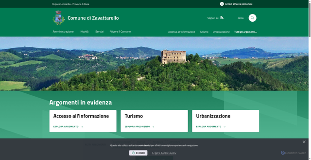 Security scan screenshot of https://www.comune.zavattarello.pv.it/it-it/home