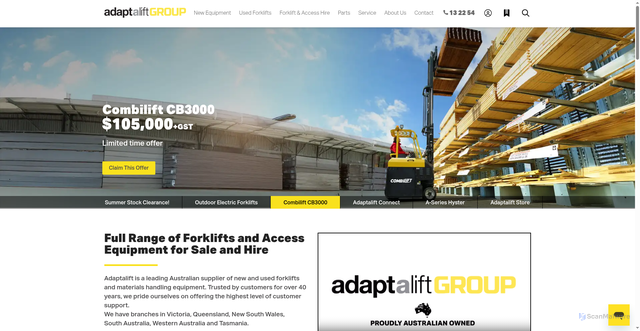 Security scan screenshot of https://adaptalift.com.au