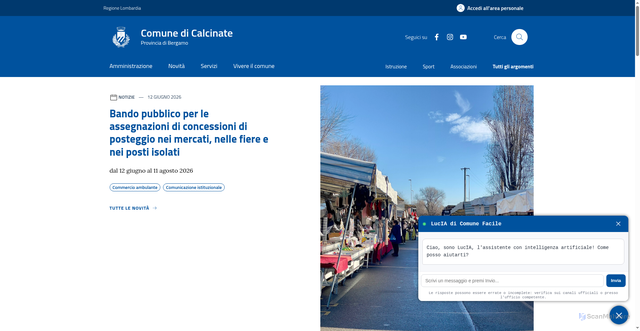 Security scan screenshot of https://www.comune.calcinate.bg.it