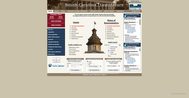 Security scan screenshot of https://www.scstatehouse.gov/