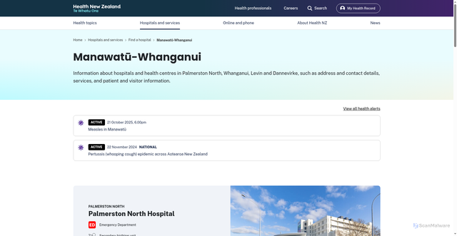Security scan screenshot of http://www.wdhb.org.nz/