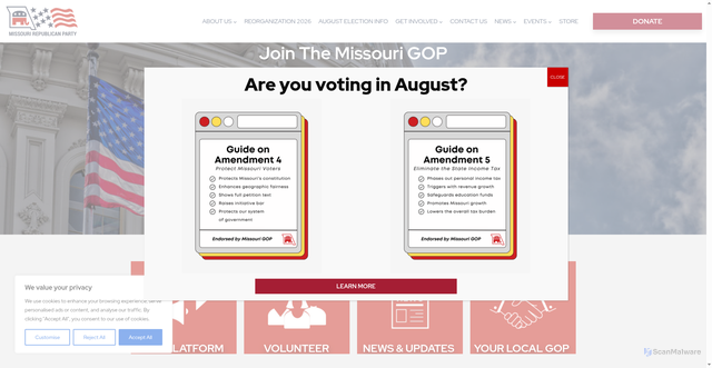 Security scan screenshot of https://missouri.gop/