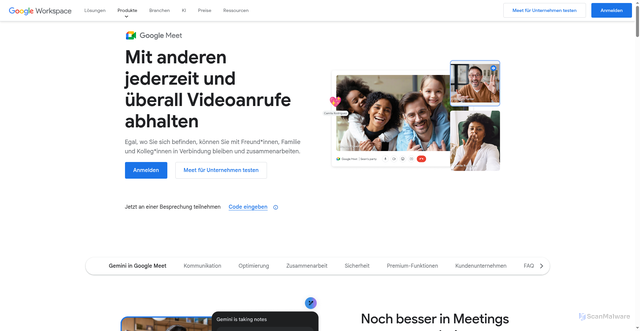 Security scan screenshot of https://meet.google.com/