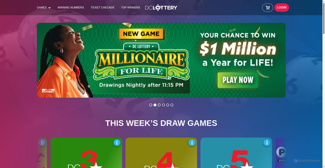 Security scan screenshot of https://dcilottery.com/