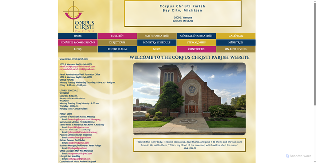 Security scan screenshot of https://www.corpus-christi-parish.com/