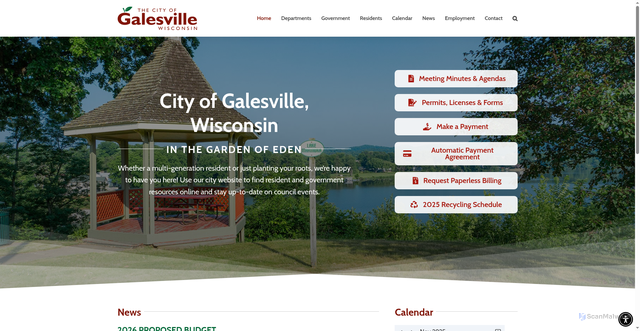 Security scan screenshot of https://www.cityofgalesvillewi.gov/