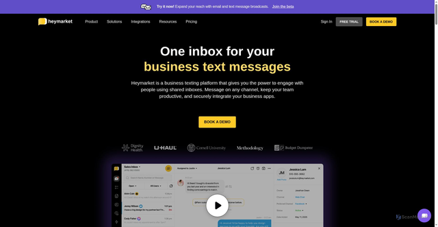 Security scan screenshot of https://heymarket.com