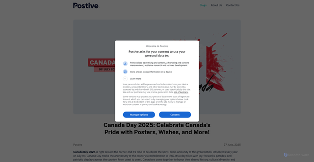 Security scan screenshot of https://postive.digital/blogs/canada-day-2025.html