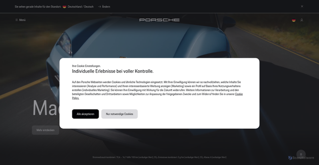 Security scan screenshot of https://porsche.com