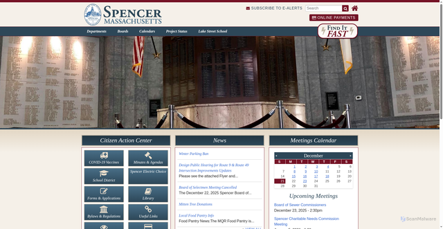 Security scan screenshot of https://www.spencerma.gov/