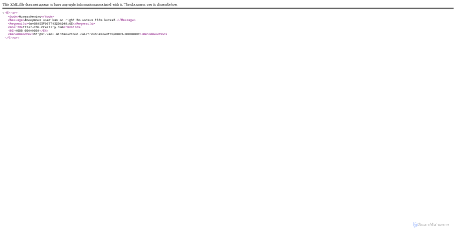 Security scan screenshot of https://file2-cdn.creality.com