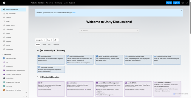 Security scan screenshot of https://discussions.unity.com