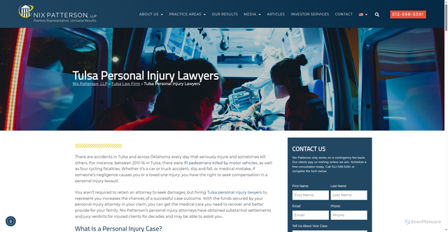 Security scan screenshot of https://nixlaw.com/tulsa/personal-injury-lawyers/