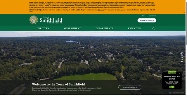 Security scan screenshot of https://www.smithfieldri.gov/