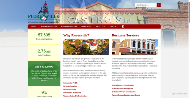 Security scan screenshot of https://www.floresvilleedctx.gov/