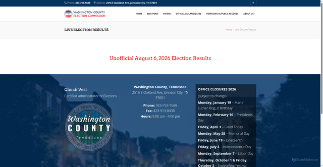 Security scan screenshot of https://www.wcecoffice.com/live-election-results/
