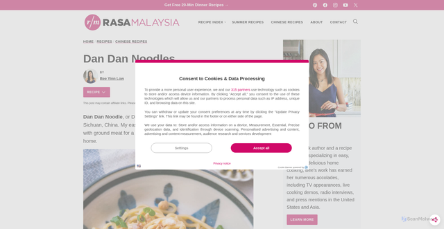 Security scan screenshot of https://rasamalaysia.com/dan-dan-noodles/