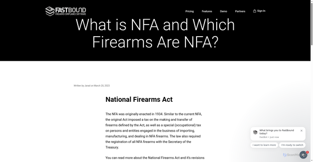 Security scan screenshot of https://www.fastbound.com/faq/what-is-nfa-and-which-firearms-are-nfa/