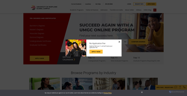 Security scan screenshot of https://umgc.edu