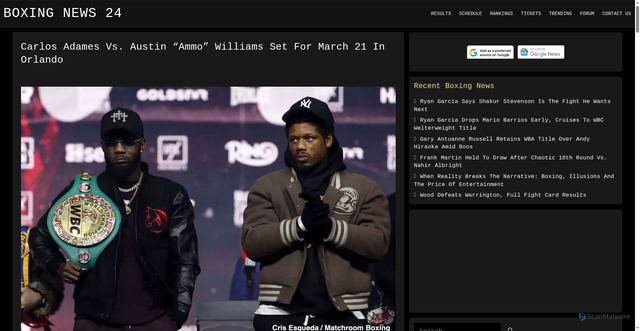 Security scan screenshot of https://www.boxingnews24.com