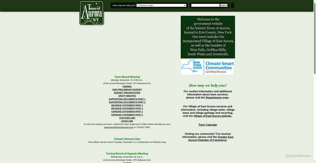 Security scan screenshot of https://www.townofaurorany.gov/