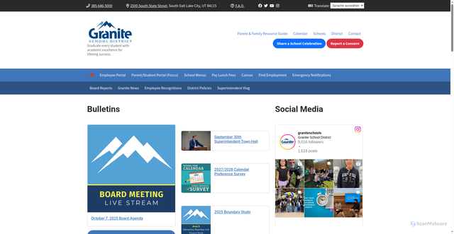 Security scan screenshot of https://www.graniteschools.org/